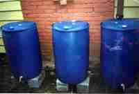 Rain Water Barrels 3 blue barrels
