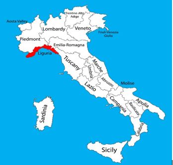 Liguria Map in Italy