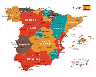 Public Holiday Dates Map of Spanish Counties