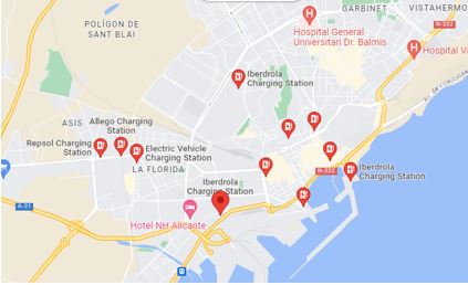 Alicante map charging stations Ghost cars